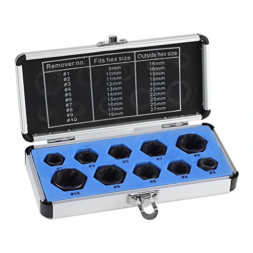 Extrudeuse d'écrou de 10 pièces, kit de démontage de boulon outil de rupture de tête de vis d'extrudeuse endommagée, boîte de rangement incluse extracteur antivol
