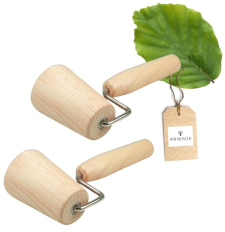 2x HOFMEISTER® Teigroller für Backblech Ecken, 17 cm, gleichmäßiges Teig Ausrollen an der Kante, konischer Eckenroller, Naturprodukt, heimisches Buchen-Holz, Teigroller Backzubehör
