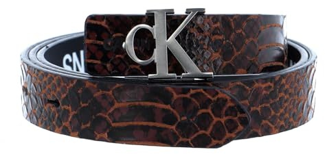 Calvin Klein Gürtel CKJ Reversible Skinny Mono Belt W75 Snake Chocolate/Logo braun mehrfarbig wendbar
