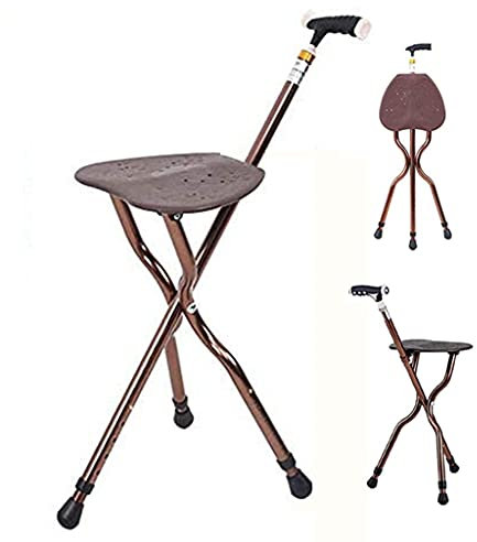 Bâton canne marche robuste pour hommes, avec siège pliant Cannes réglables d'une capacité de 400 lb avec sièges pour chaises de siège de tabouret de canne en alliage d'aluminium épais lourd