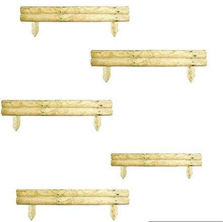 PaMeer 2 Rail Garden Edging Wood 14 Cm Log Roll Border Edging Mini Picket Fence For lawn edging flower bed edging Horizontal Log Edging Smart Border Fence Natural (5)