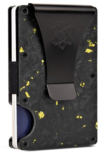 ROSSM Geldbörse Herren mit RFID-Schutz - Kartenetui aus Kohlefaser und Metall mit Geldklammer und Gummiband - Slim Wallet