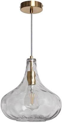 LEDKIA LIGHTING - Lámpara Colgante Cristal Tassel | Diseño Clásico y Elegante | IP20 para Interior | Compatible con Bombilla LED E27 | Uso en Salón, Dormitorio, Dorado, Cristal