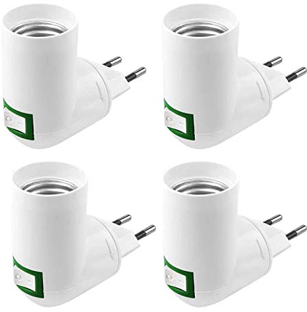 OMIGA 4 Pezzi Portalampada E27 Porta Lampadina con Interruttore Senza Fili AC 220V Portalampada con Presa Elettrica E27 Adattatore Piccolo per Lampadina LED Lampada da Parete Interno