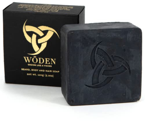 Woden Men's Natural Soap Bar - Beard, Body and Hair Soap 120g| Groom like a Viking | Spicy Wood Fusion | Fenrir | Woden