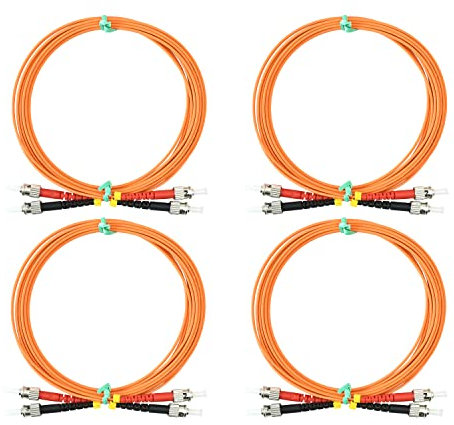 OpZonik Lot de 4 câbles de raccordement en fibre optique multimode OM1 duplex 62,5/125 µm, câble de raccordement optique 1G/10G ST-ST 3 m