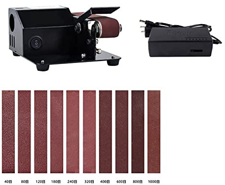 OUSIKA Levigatrice a nastro micro elettrica Affilacoltelli for uso domestico Macchina for lucidatura e affilatura di grado industriale regolabile 120W 30x330MM Lucidatura