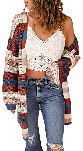 Strickjacken Für Damen Pullover Strickjacke lose Langarm Langer Mantel