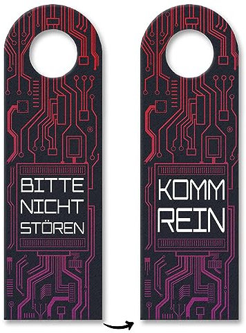 Bitte nicht stören oder Komm rein Türhänger 10er Set in Leiterplatten Optik in rot Türanhänger für Programmierer elektrische Leiter Computerchip