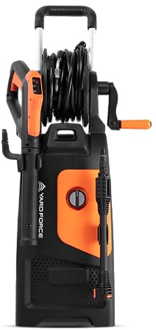 Yard Force EW U15B Hochdruckreiniger, 2200W, Betriebsdruck max. 150 bar, 440 l/h Wasserdurchlauf, Schlauchaufroller, Hochdruckpistole, Turbodüse, 6 m Druckschlauch