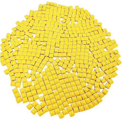 500 g quadratische Keramik-Mosaikfliesen, 500 Stück, 1 x 1 cm, handgefertigt, kreative Mikro-Mosaikstücke für Liebhaber, DIY-Mosaikprojekte und Heimdekorationen (gelb)