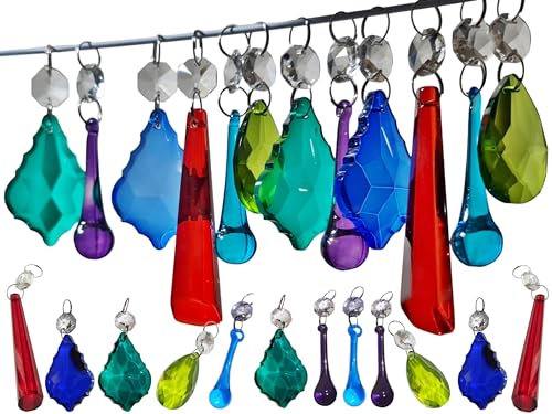12 Christbaumschmuck Kronleuchter Tropfen Vintage Hochzeit Dekorationen Tröpfchen Cut Glas Kristalle Perlen Prismen Licht Lampe Teile (12 Farben Mix5)