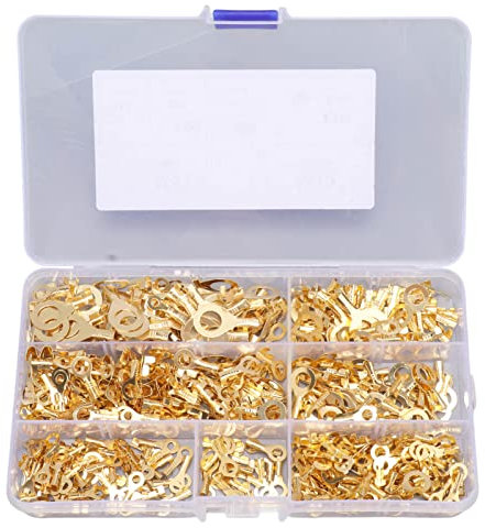 Uadme Cosses Electriques a Sertir, 540 Pièces Cosses Électrique Oeillet Ronde en Laiton, Bornes Cosse Electrique pour Moto Voiture, M3 M4 M5 M6 M8 M10