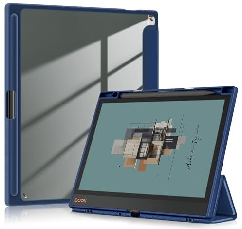 TOPCASE Custodia trasparente PC Backup per BOOX Note Air4 C 10.3/Note Air 3 C e B/W E Ink Tablet 10.3 con supporto a penna, ultra sottile custodia con supporto funzione e auto-sonno/stella, blu