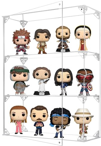 Acrylic Display Case, 3 Tier Clear Display Case for Funko Pop Figures, Wall Mounted or Desktop Dustproof Display Cabinet Box for Collectibles Figurines Lego Models Dolls Mini Toys (12x4x15.4 inch)