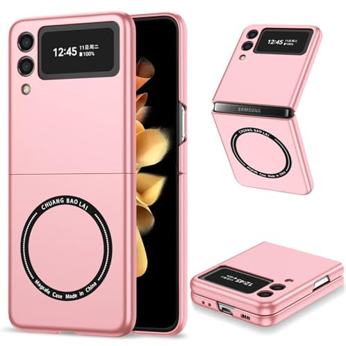 ZHOZEXIN Custodia magnetica compatibile con Samsung Galaxy Z Flip 3, custodia pieghevole per Magsafe, sottile custodia protettiva antiurto per Samsung Galaxy Z Flip3 (rosa)