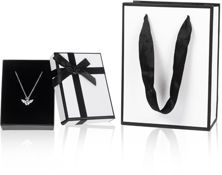 Nwvuop Confezione regalo per gioielli con sacchetto regalo, 9 × 7 × 3 cm, piccola scatola regalo con coperchio per anello, catena, bracciale, confezione regalo