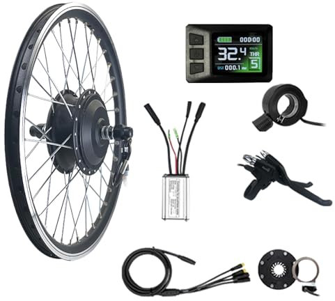 ELIKBH 48V 250W Bike Front Wheel Conversion Kit Bike Conversion Kit Brushless Gear Motor KT- Controller 130X Throttle KT-BZ-4(8) Assist PAS Bike Kit for Road Mountain Bike