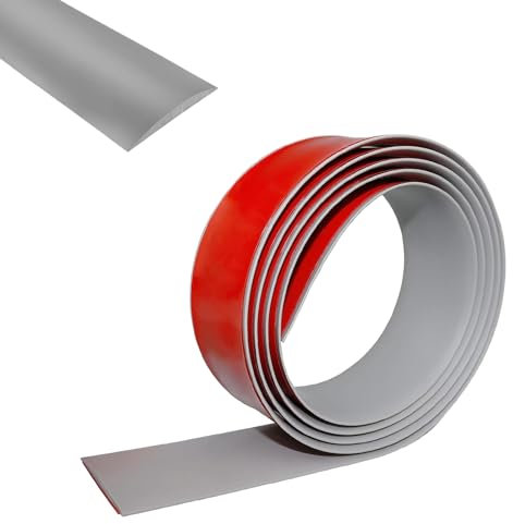 Self-Adhesive Transition Profile 1.5 m x 4 cm Transition Strip, PVC Skirting Board, Floor Cover Strips, for Tiles, Wood, Laminate (Grey)
