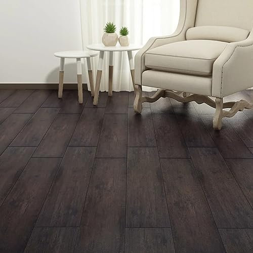 Iiaky 245169 Listoni Pavimenti Non Autoadesivi PVC 5,26m² 2mm Rovere Scuro Pavimento in PVC Naturale Piastrelle Listoni Pavimento in Vinile Aspetto Legno di Rovere Impermeabile Mattonelle Autoadesive
