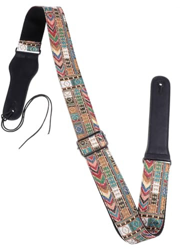 SHOWERORO Stylish Nylon Guitar Belt Bright Pattern 4 Holes Electric Guitar Strap Musical Instrument Parts