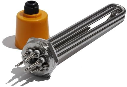 VPCPWTYZY DN32 1 1/4 bsp Thread 3U Tubular Electrical Heater Heating Element with Probe and Ground Screw 3/4.5/6/9/12KW Catholic(220V,6KW 250mm)