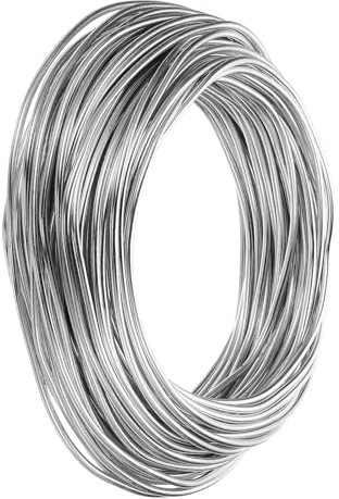 PATIKIL Alambre Bonsái de 3.5mm, 1 Rollo de Alambre Floral de Aluminio Anodizado, 29 Metros, para Fijar Ramas de Jardinería, Árboles, Formación Bonsai, Color Plata