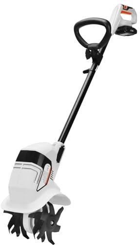LIGO 20V Cordless Tiller - Efficient Cordless Rotavator with 2 Batteries for Long-Time Work, Adaptable to All Soil Conditions, 19cm Working Width & 15cm Depth for Small Garden