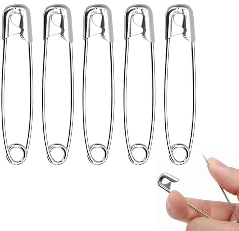 NECXON 50 Stück Sicherheitsnadeln, 45 mm, Starke Windelnadeln, Kiltnadel aus vernickeltem Stahl, Sicherheitsnadeln für Kleidung, DIY-Schmuck, Kunst & Handwerk