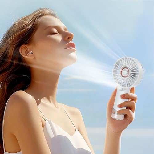 BlingTrail Mini ventilador de mano con niebla de agua, ventilador portátil para exteriores, recargable, spray de agua, de mano, funciona con batería de 2000 mAh, potente y ultra silencioso, para