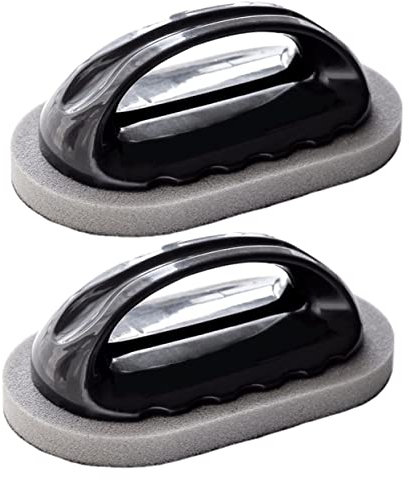 IWOWHERO 2 Esponjas para Fregar Mango Ergonómico de Corindón, Cepillo para Platos y Sartenes, Depuradores de Esponja de Esmeril para Limpieza en Cocina Color Aleatorio