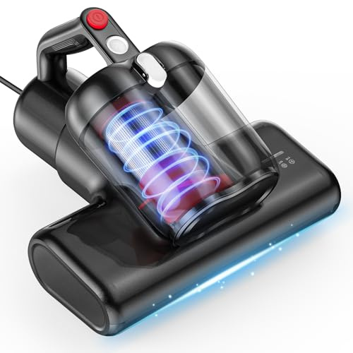YUFAC 16Kpa Aspirador Antiácaros para Ácaros con Luz UV Filtro HEPA 600W (Negro)
