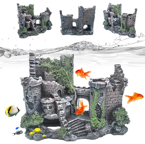 WIYETY Grande Decorazione per Acquario: Ornamenti in Resina, Decorazioni per Castello Classico, Accessori per Rovine di Castello, Accessori per Acquario, Paesaggio in Poliresina per Pesci, Gamberi