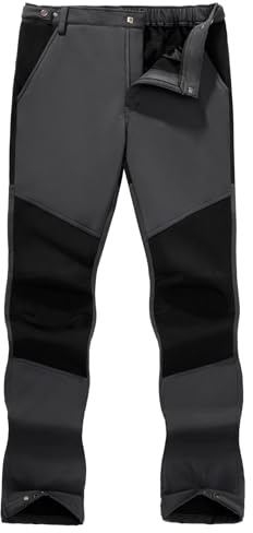 TOMEEK Pantalones Hombre Invierno Impermeable Outdoor Esquí Pantalón de Trabajo Hombre para Actividades Exteriores y Trabajos al Aire Libre Pantalón Bicicleta Senderismo Térmico(Gris Oscuro,XL)