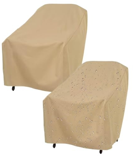 Housses pour Chaises d'Extérieur - Housses Imperméables Anti-Poussière pour Fauteuils D'Extérieur - 2 Pièces Protections Ajustables Renforcées pour Terrasse Piscine Jardin Villa Hôtel
