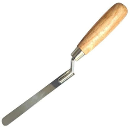 Stainless Steel Finger Pointing Trowel 14mm Flat Stiff Tuck Tool with Wooden Handle - Perfect for Builders & DIY Brick Gap Repairs (14 mm)