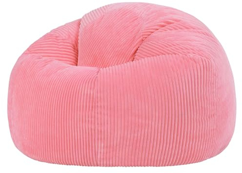 Icon Kingston Pouf Velours Côtelé, Pouf Poire avec Remplissage, Fauteuil Salon Confortable, Fauteuil Chambre, Meuble Salon, Decoration Chambre, Rose Bubblegum