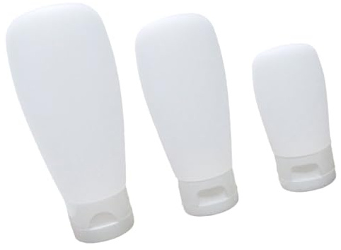 PENIKOKO Lot de 3 Flacons de Voyage en Silicone, Rechargeables et Portables, pour Lotion et Cosmétiques, 30/60/100 Ml, Voyage et Extérieur