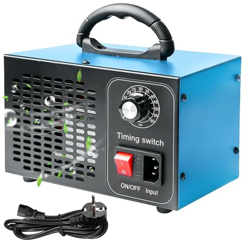 Ozongenerator 60 000 mg/h, ozonapparat, luftrenare och luftfräschare upp till 300 m², luktneutralisator med 60 minuters timer, ozoniserare för bil, lägenhet, kök
