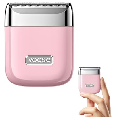 Yoose Mini Rasoir Electrique Femme, Électrique Sans Fil Tondeuse Intime Bikini Rechargeable, Étanche IPX7 Rose