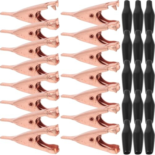 DECOMELODY 15 a Coccodrillo in Rame Massiccio con Clip a Artiglio Piatta senza Denti, Metallici Piccoli Resistenti All’usura per Test Elettrici e Saldatura Fai da Te, Set da Colore Casuale