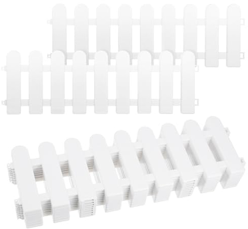 minkissy 8pcs White Plastic Yard Fence Outdoor Decorating Fence Garden and Flower Shops Decorative Panels for Flower Bed Edging and Patio Landscape