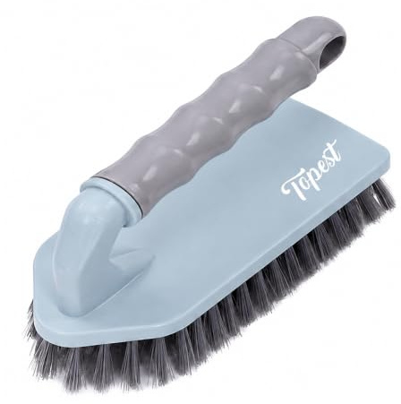 Topest Heavy Duty Scrub Brush [Pack of 1] with Ergonomic Handle – Stiff Bristle Cleaning Brush for Floors, Bathroom Tiles, Carpets, Shoes, Car Tires, Grout & Outdoor Surfaces