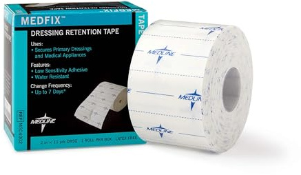 Medline MedFix Dressing Retention Tape with S-Release Liner, Secures Primary Dressings and Medical Appliances, 2 x 11 yd