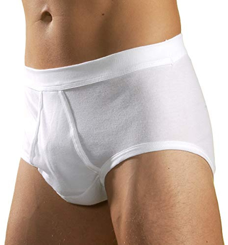 HERMKO 3240 3-pack herrtrosor med gylf och mjukt midjeband av ekologisk bomull, Vit, 8XL