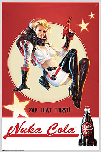 Fallout 4 Poster Nuka Cola Zap That Thirst! (61cm x 91,5cm) + 2 St. Schwarze Posterleisten mit Aufhängung