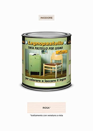 Veleca LEGNOPASTELLO Rosa - ml. 250 TINTA PASTELLO PER LEGNO INODORO ALL'ACQUA