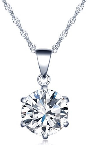 Unendlich U Fashion Damen Halskette 925 Sterling Silber sechs Klaue Zirkonia Anhänger Kette mit Anhänger, Silber