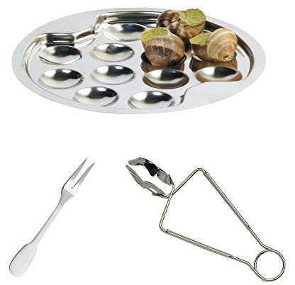 Service 3 Pieces a Escargot - Assiette Fourchette et Pince