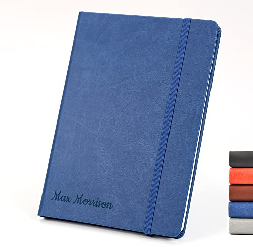 Personalisiertes Notizbuch A6 (Blau) ~ Notizblock mit Wunschgravur | Laser-graviertes Tagebuch Journal Individuell gestaltet ~ Originelle Geschenkidee zum Geburtstag, Jahrestag, Weihnachten
